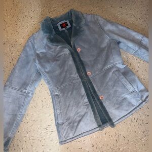 Women blue peacoat jacket size small 
Used once